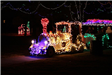A Park Train Adorned with Christmas Lights