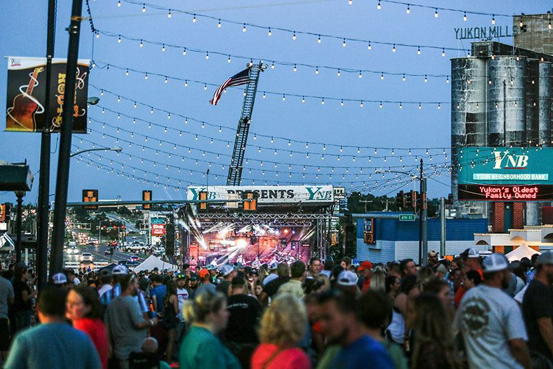 Party Lights Hang over the Concert Venue